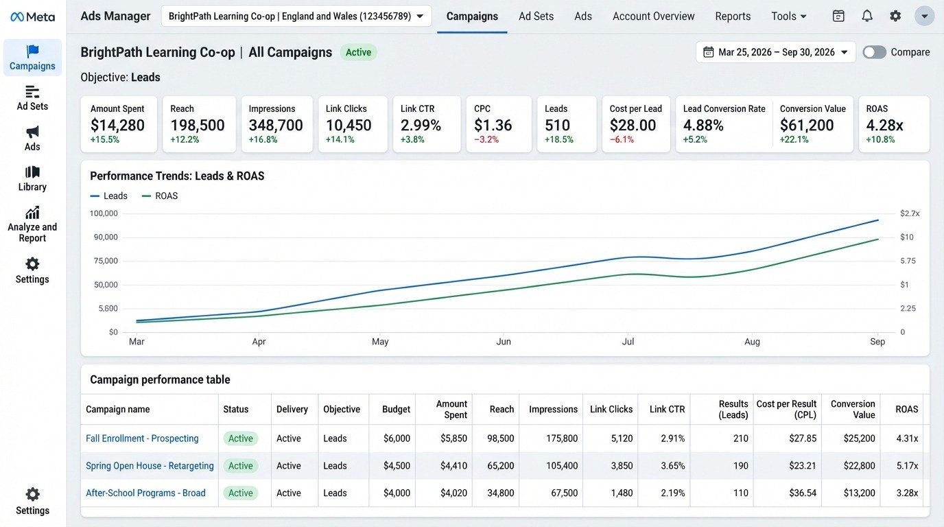 Meta Ads performance dashboard