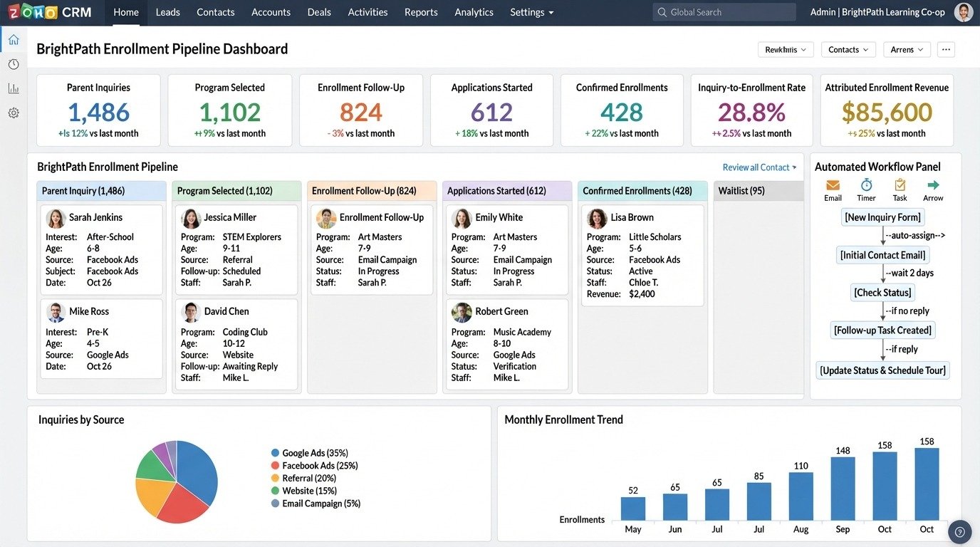 Zoho CRM pipeline dashboard
