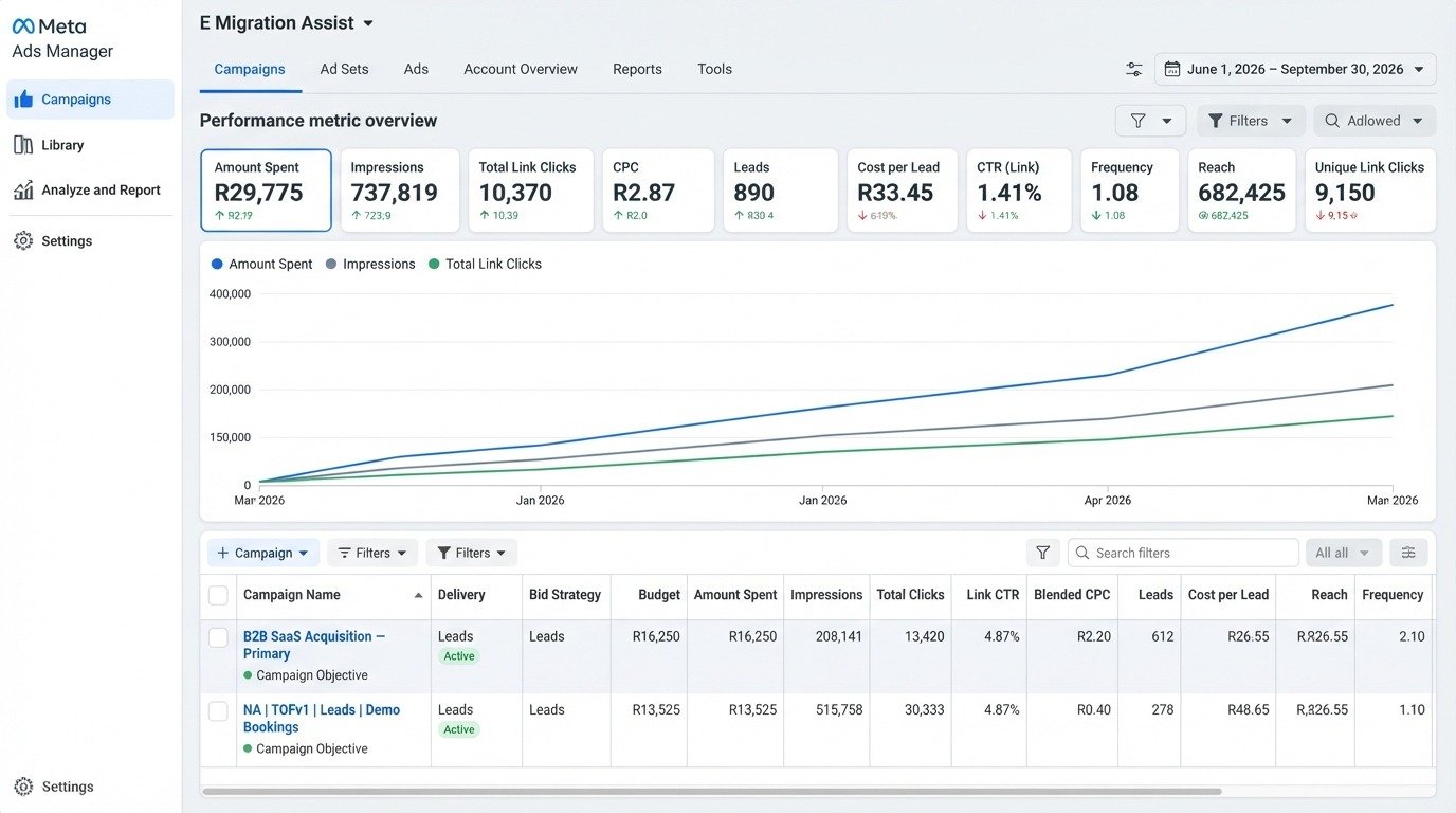 Meta Ads performance dashboard