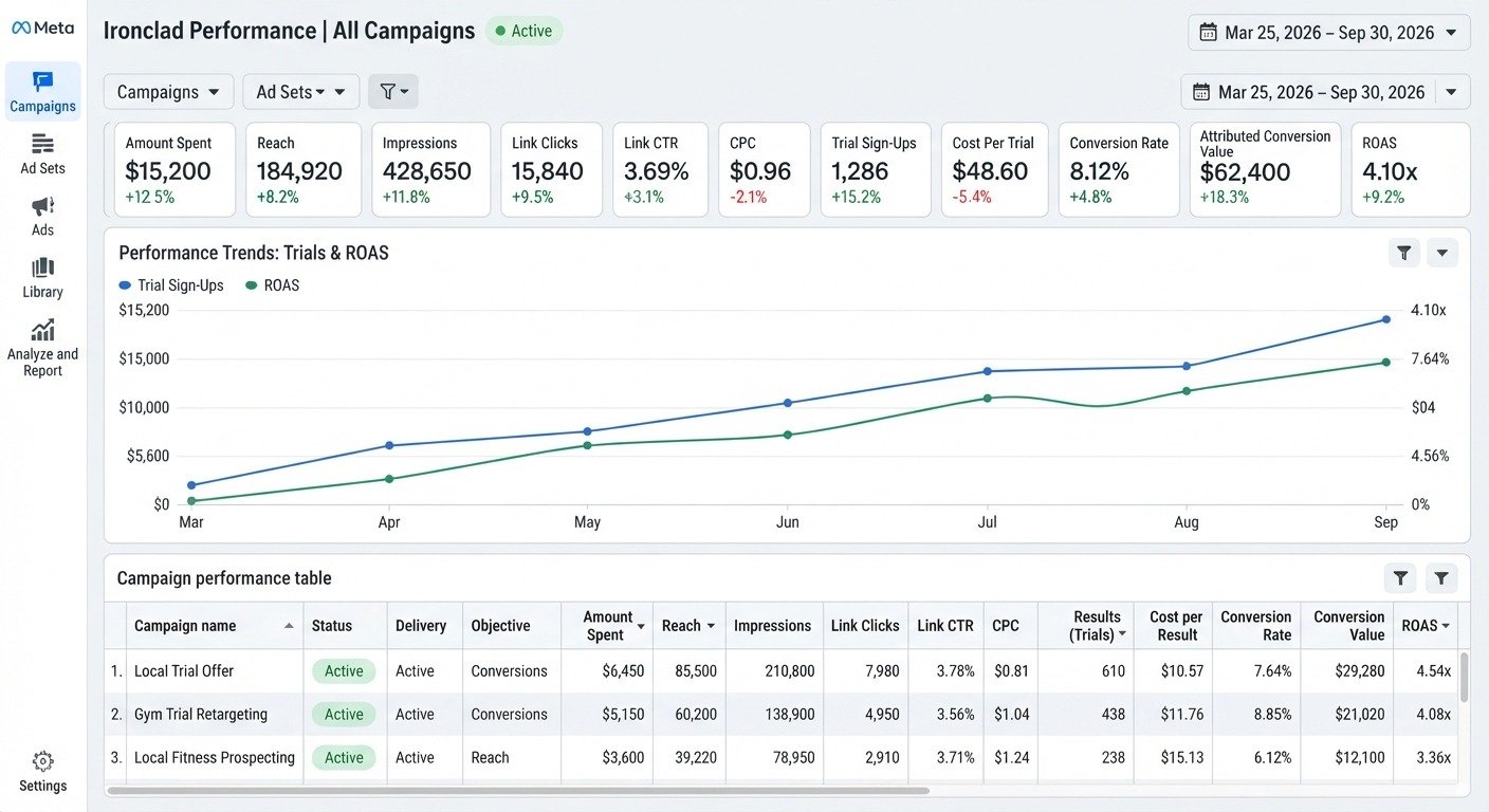 Meta Ads performance dashboard