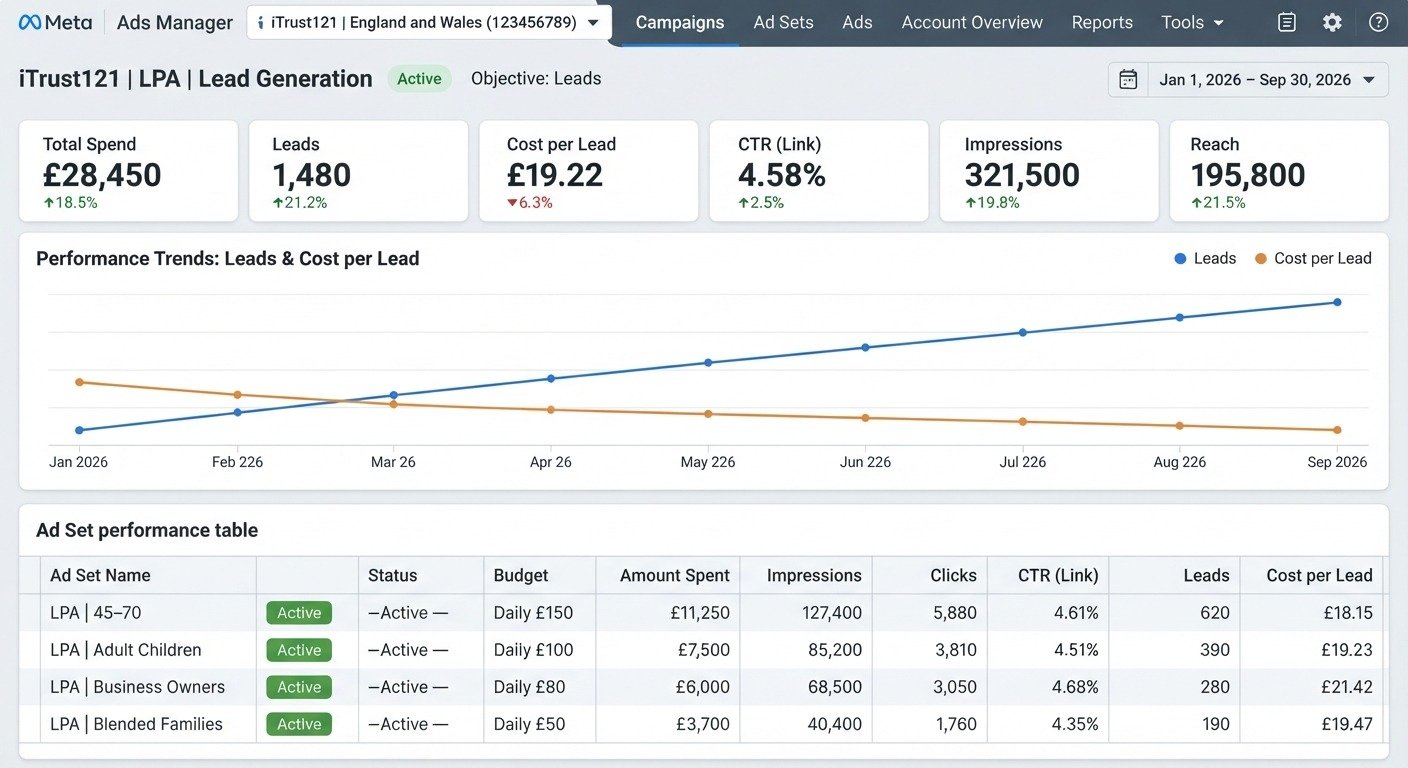 Meta Ads performance dashboard