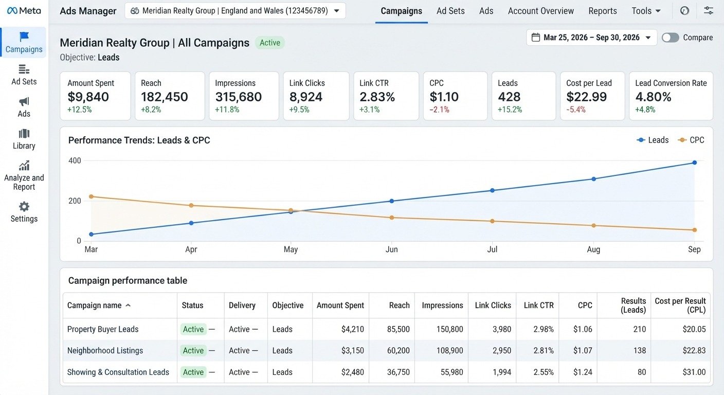 Meta Ads performance dashboard