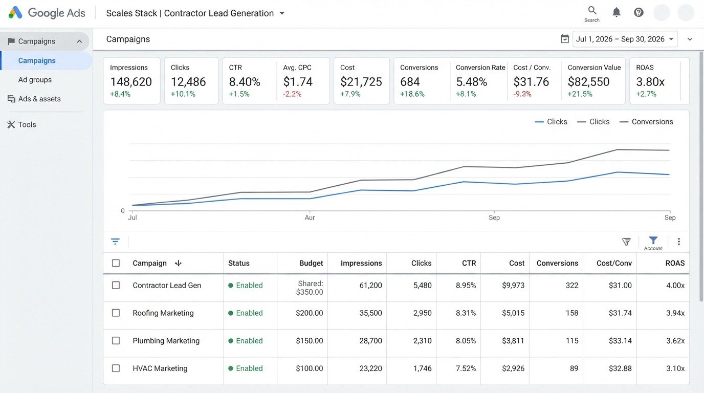 Google Ads performance dashboard