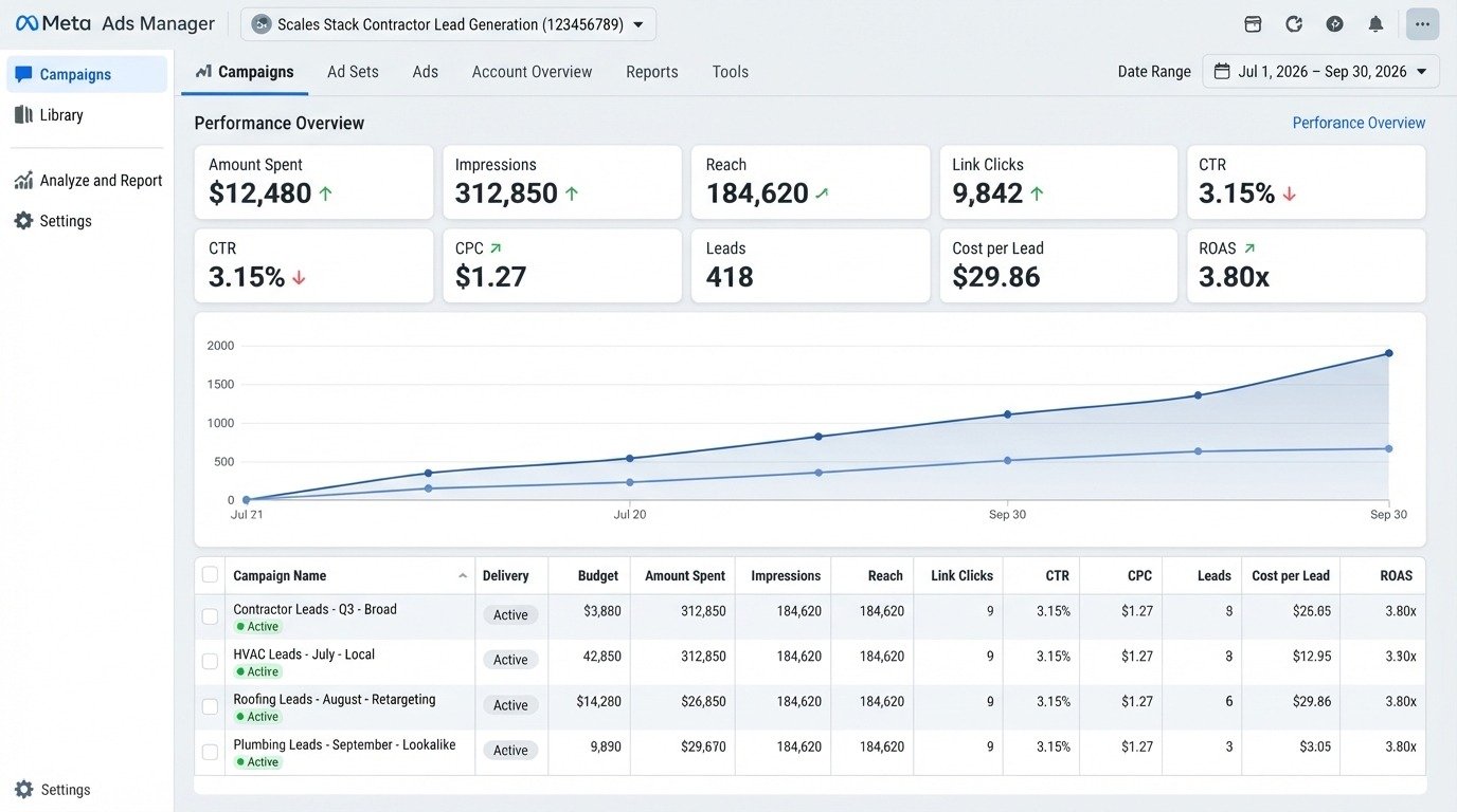 Meta Ads performance dashboard