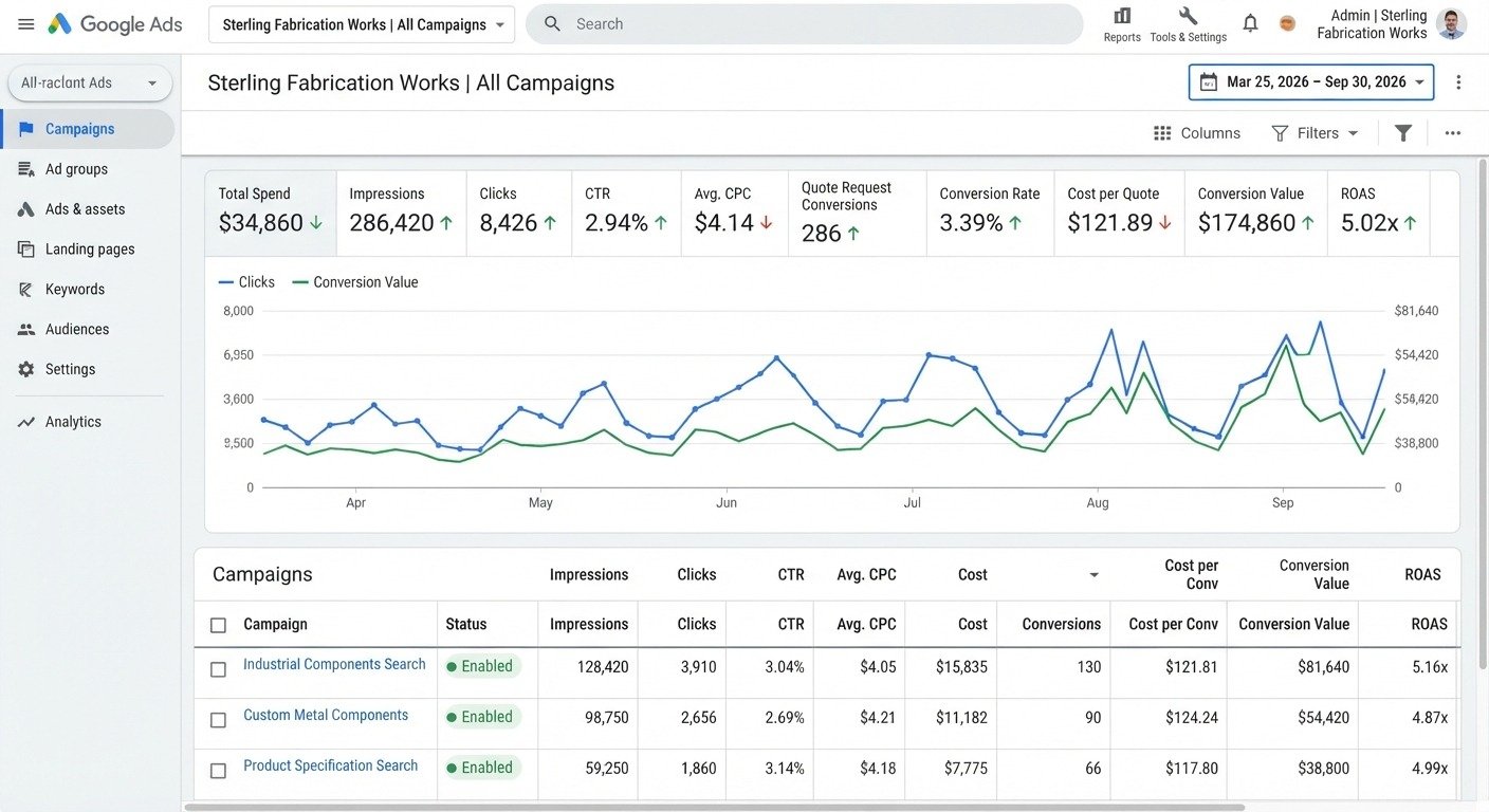 Google Ads performance dashboard