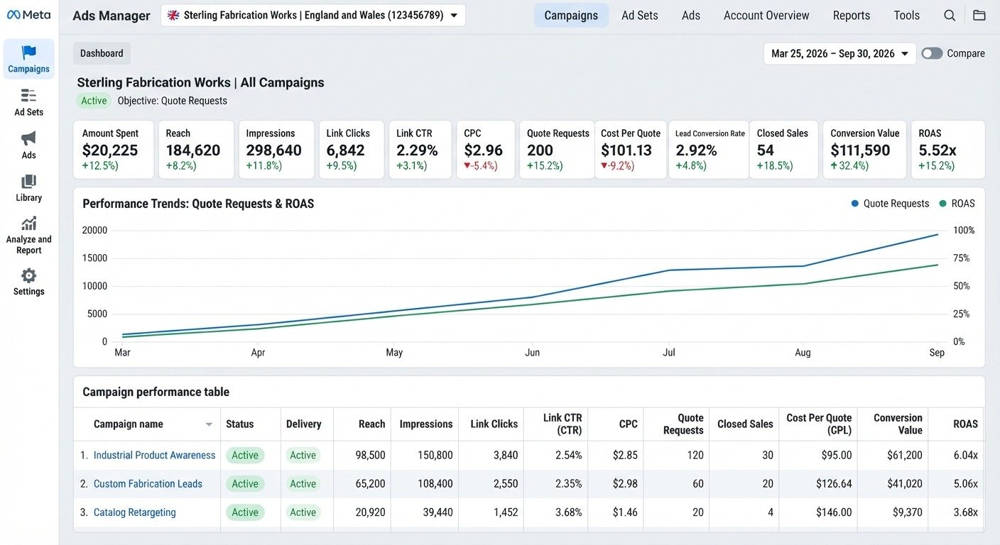 Meta Ads performance dashboard