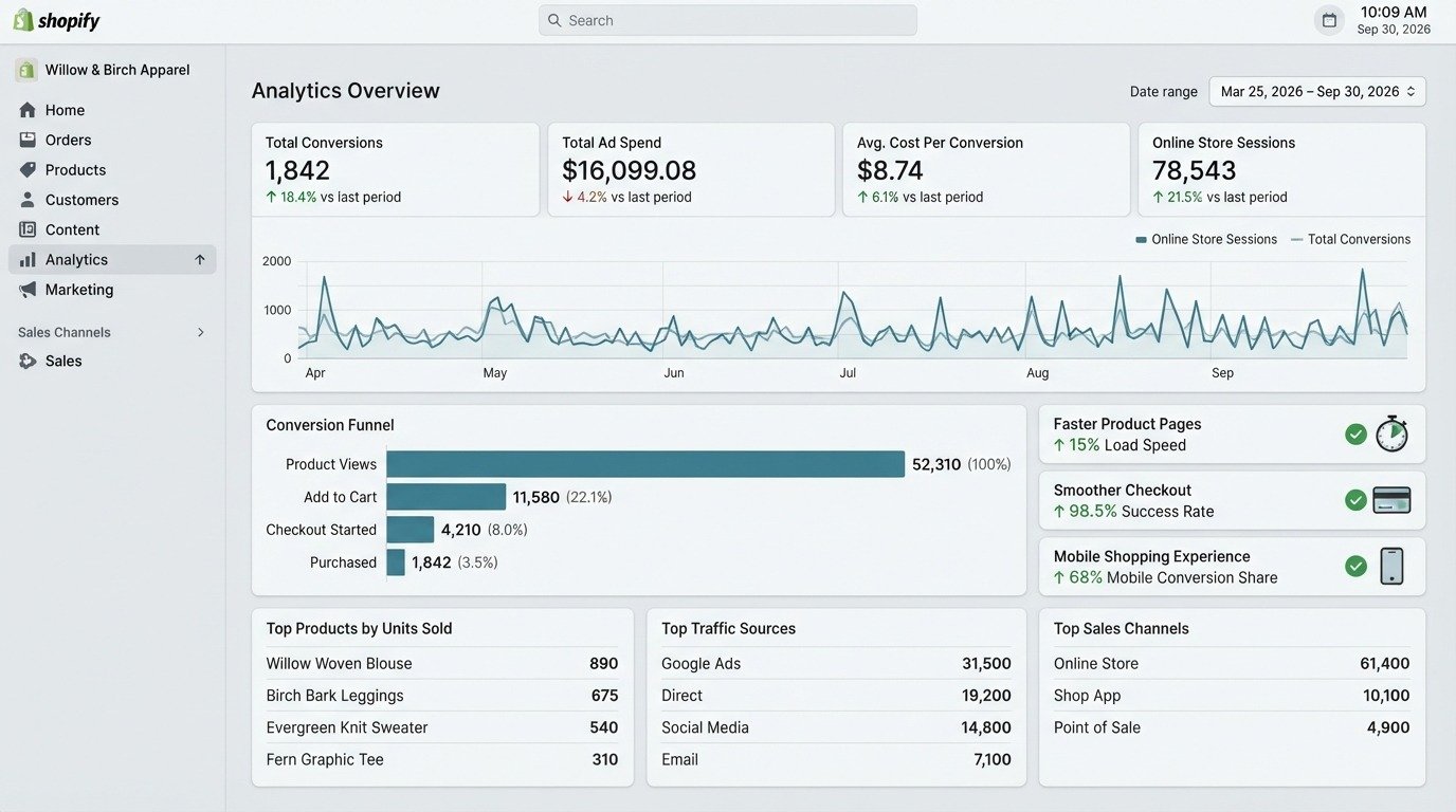 Shopify sales dashboard